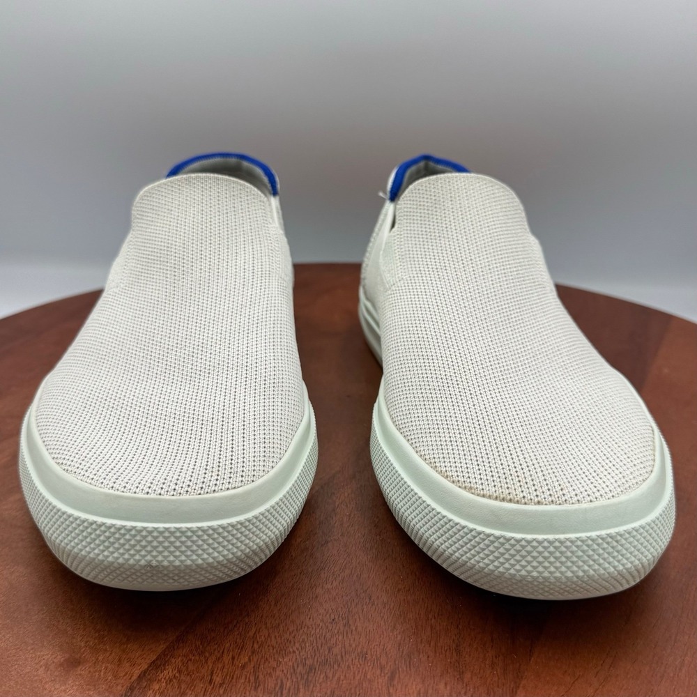 Rothy's The City Slip On Sneaker Womens 9.5 White Blue Trim Knit Classic Comfort - Picture 5 of 15
